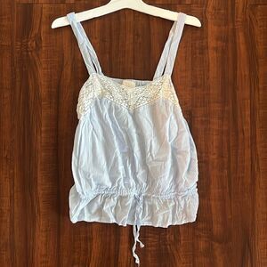 Cute White and Blue Striped Top - Summer - Can be Cropped - Pinched Waist - GAP